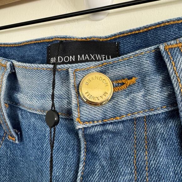 BRANDON MAXWELL The Cortlandt Denim Pant W/ Metallic Leather Combo Size 29 New - Picture 7 of 14